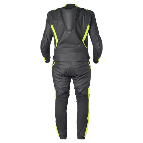 Jami 4 Moto Two Piece Leather Motorbike Suit MC Leather Suit Black/Yellow/White