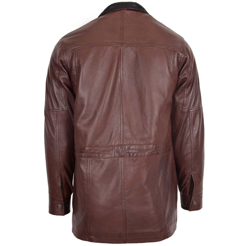 Men’s Vintage Brown Leather Car Coat Jacket