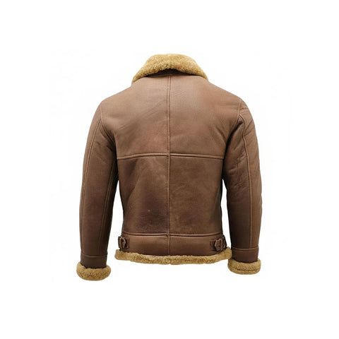 B3 Brown Sheepskin Leather Aviator Shearling Jacket