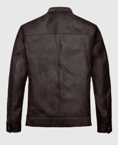 Men’s Black Leather Biker Jacket – Classic Slim Fit Moto Style