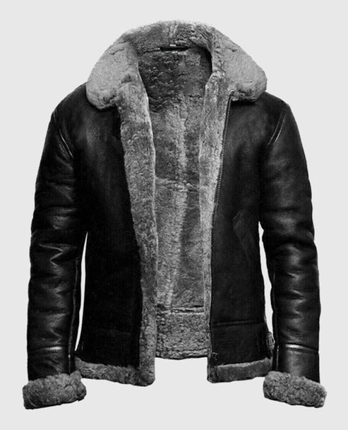 Men's Shearling Leather Jacket – Premium Winter Aviator Style