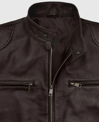 Men’s Black Leather Biker Jacket – Classic Slim Fit Moto Style