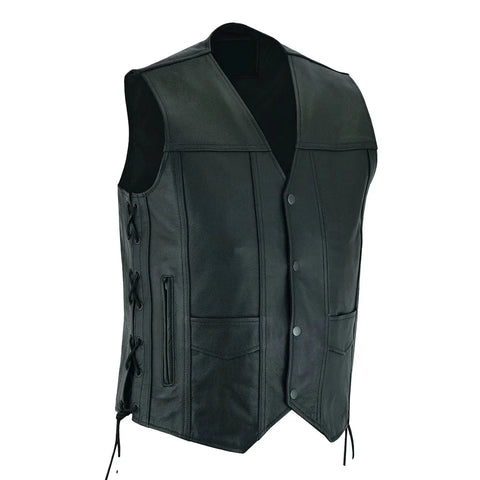 Men’s Black Leather Motorcycle Vest