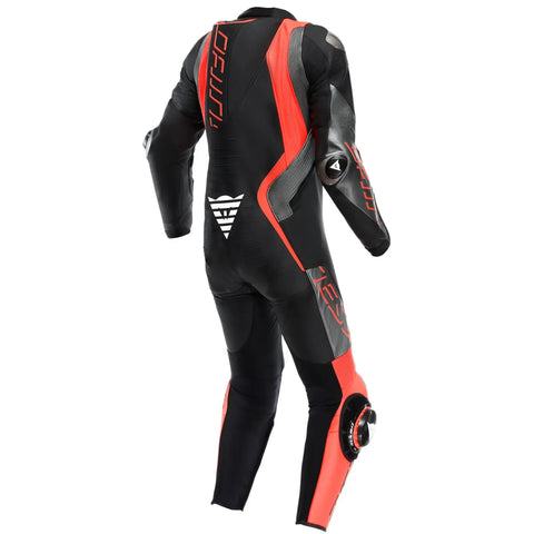 Dainese D-Zip 1 pcs. perf. leather Motorbike suit black / fluo-red / anthrazit