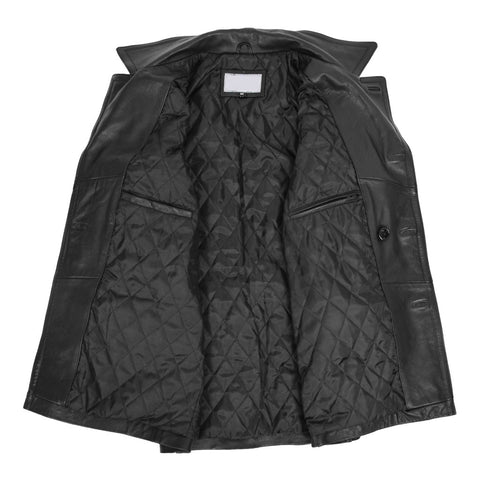 Men’s Detachable Hoodie Black Leather Coat