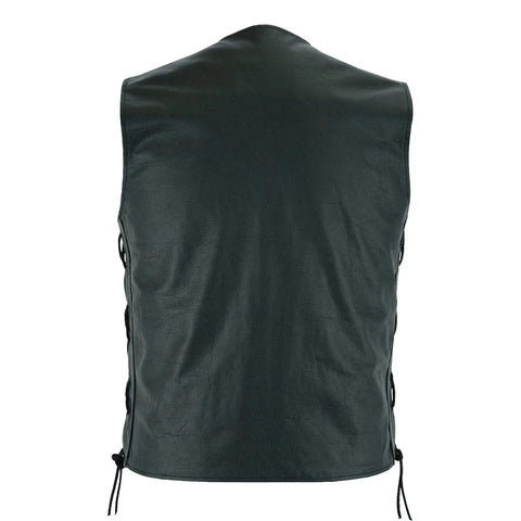 Men’s Black Leather Motorcycle Vest