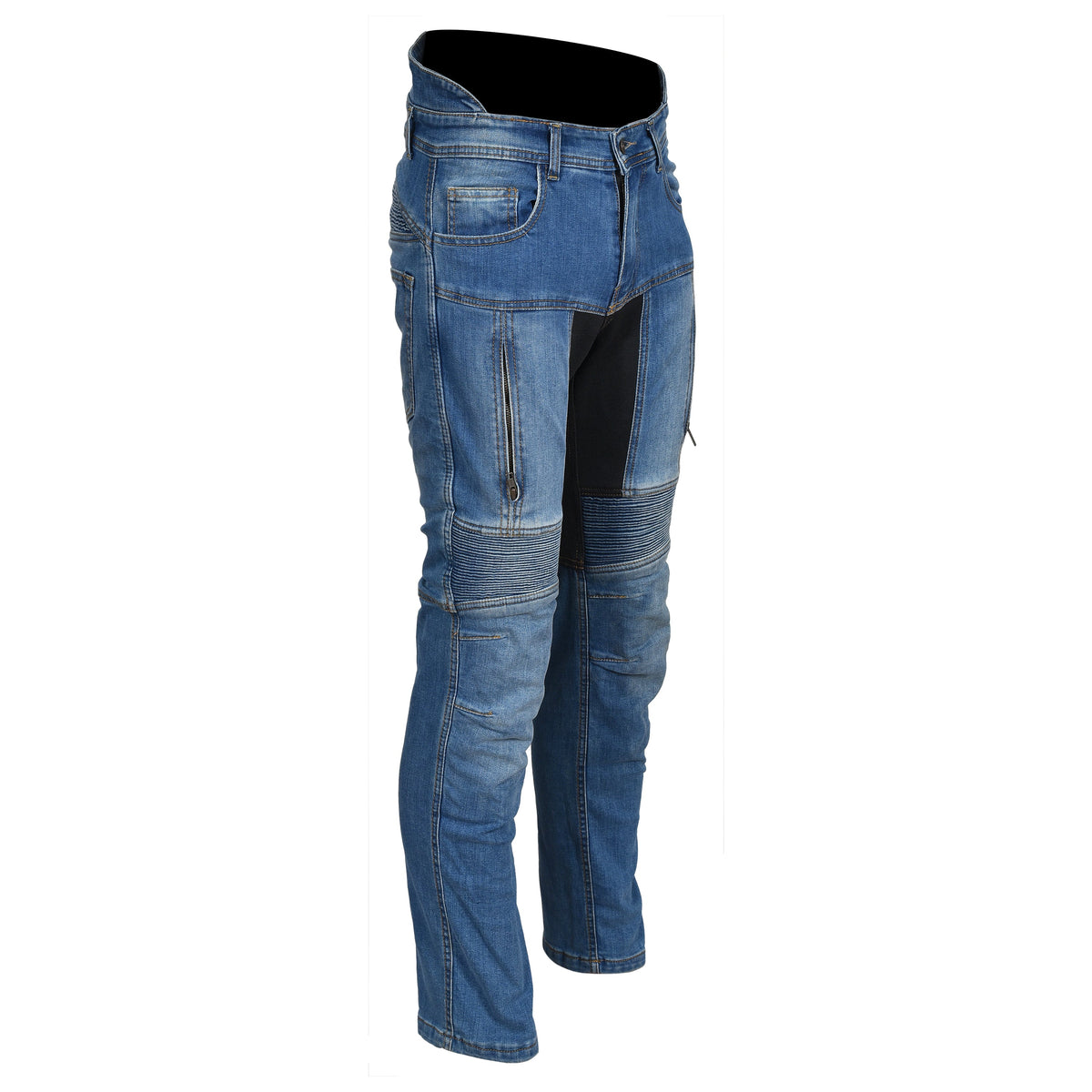 Men’s Blue Kevlar Motorcycle Riding Jeans – Slim Fit Biker Denim
