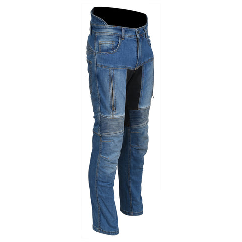 Men’s Blue Kevlar Motorcycle Riding Jeans – Slim Fit Biker Denim