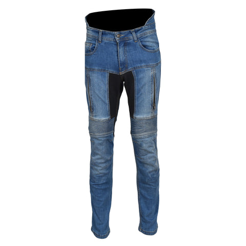 Men’s Blue Kevlar Motorcycle Riding Jeans – Slim Fit Biker Denim