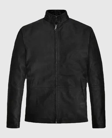 Men’s Black Leather Biker Jacket – Classic Slim Fit Moto Style