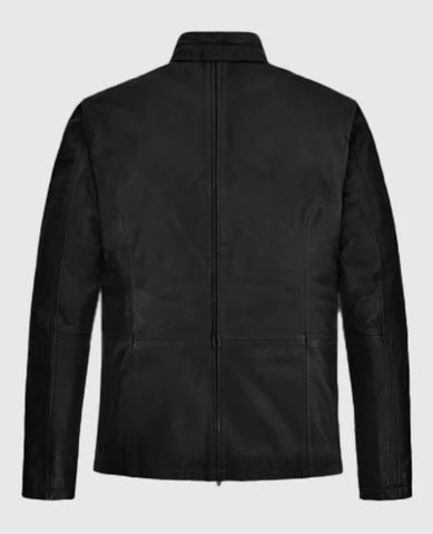 Men’s Black Leather Biker Jacket – Classic Slim Fit Moto Style