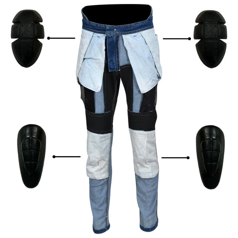 Men’s Blue Kevlar Motorcycle Riding Jeans – Slim Fit Biker Denim