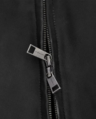 Men’s Black Leather Biker Jacket – Classic Slim Fit Moto Style