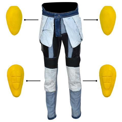 Men’s Blue Kevlar Motorcycle Riding Jeans – Slim Fit Biker Denim