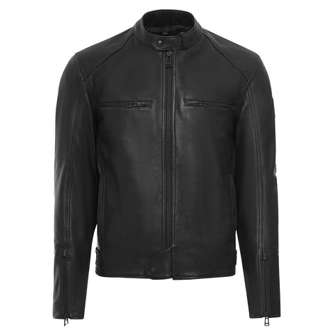 Black Broughton Leather Biker Jacket
