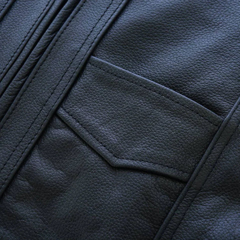 Men’s Black Leather Motorcycle Vest