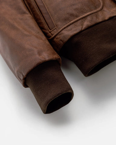 Men's Brown Leather Bomber Jacket – Classic Aviator Style