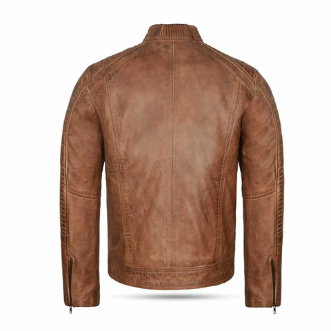 men’s vintage-style leather biker jacket