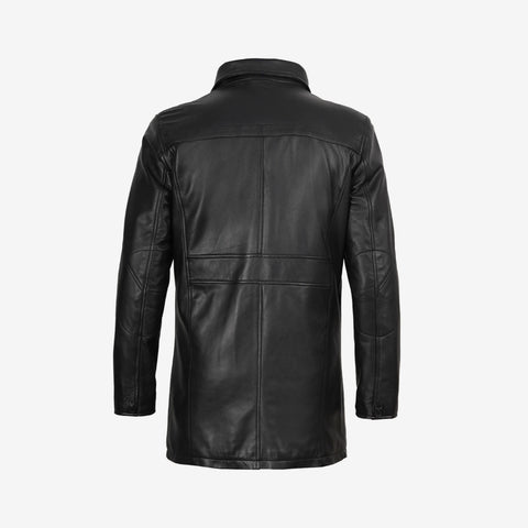 Men’s Black Leather Car Coat Jacket
