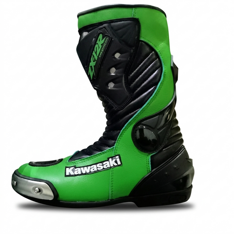 Kawasaki ZX-2R Racing Motorcycle Boots (Green/Black)