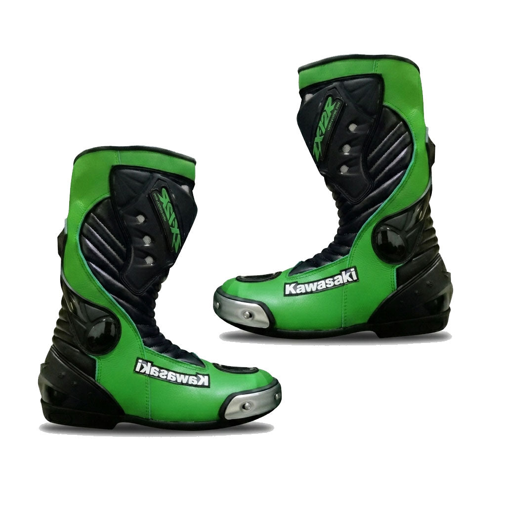 Kawasaki ZX-2R Racing Motorcycle Boots (Green/Black)
