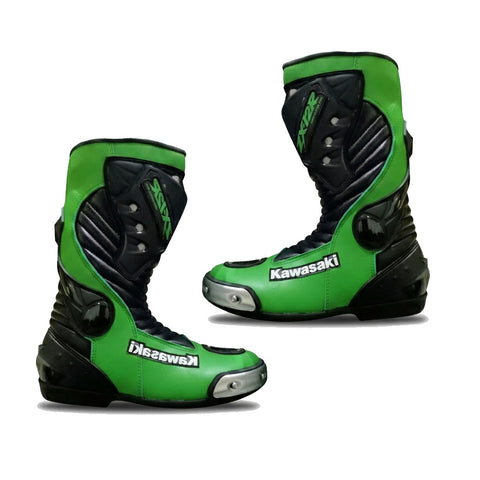 Kawasaki ZX-2R Racing Motorcycle Boots (Green/Black)