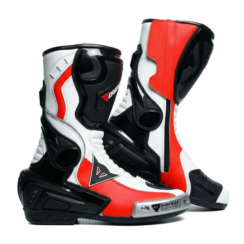 Dainese Racing Motorcycle Boots – White/Red/Black